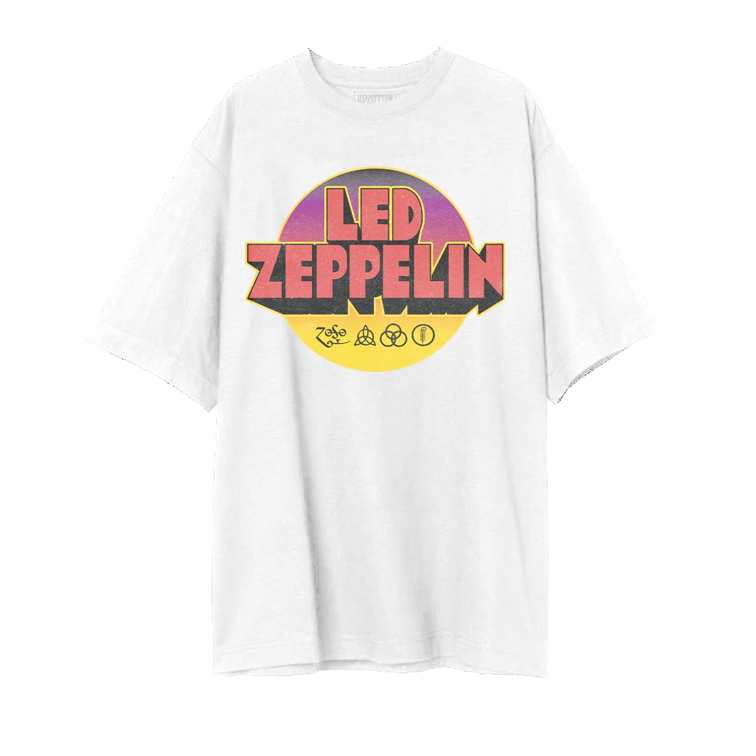 Photo 1 of Led Zeppelin Unisex's Standard Official Merch Sunset Circle Logo Oversized T-Shirt, White
