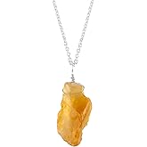 NJCRAFT Raw Gemstone Pendant Necklace for Women |Natural Healing Crystal Rough Pendant 15–25 Carat | Silver Plated Chain 16+2 Inch Adjustable | Gift Jewelry