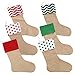 CCINEE 21.5 inch Burlap Christmas Stocking Fireplace Hanging for Gifts Goodies Handmade Projects Set of 6