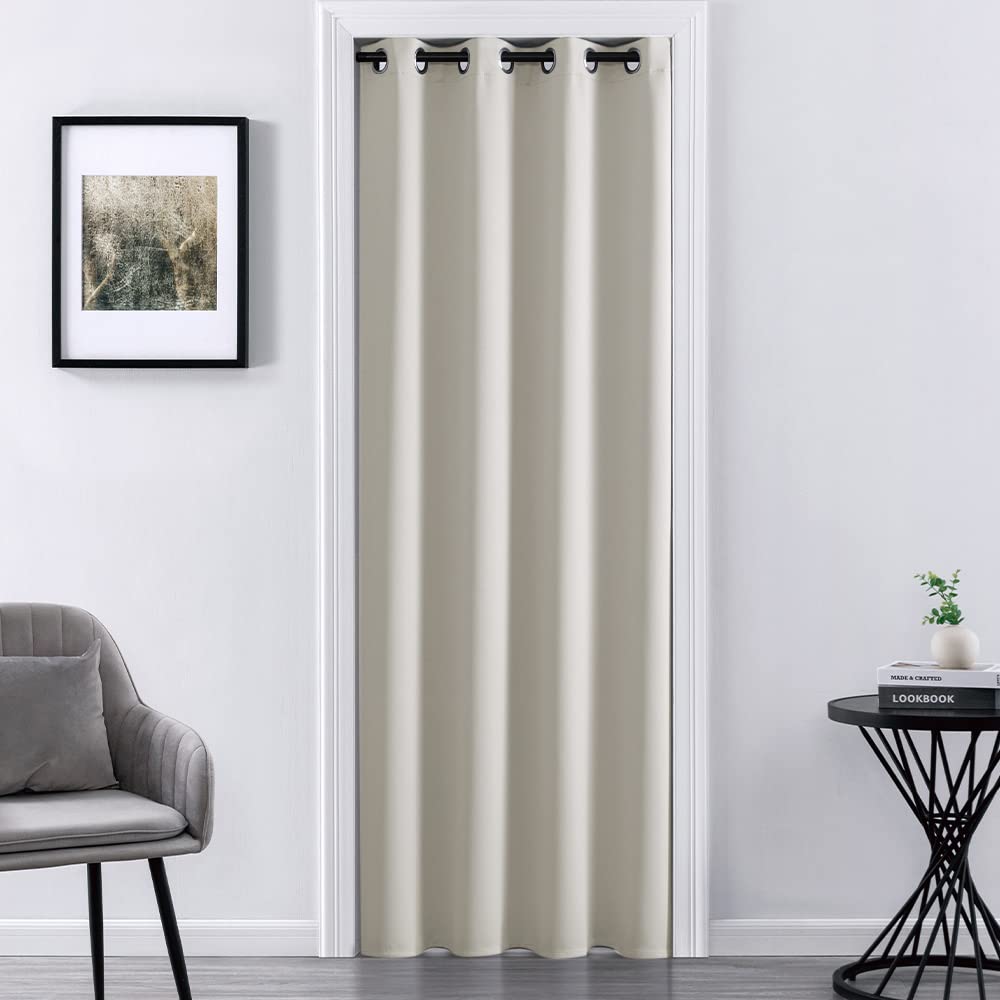 XTMYI Ivory Blackout Doorway Curtain 80 Inches Long for Bedroom Window Bathroom Door Dressing Changing Fitting Living Room Boho Decor,Cream Colored Off White — image 1