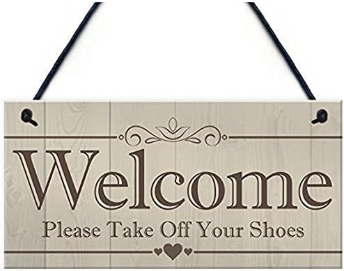 Fliyeong Durable Welcome Please Take Off Your Shoes Hanging Plaque Sign House Porch Decor Gift