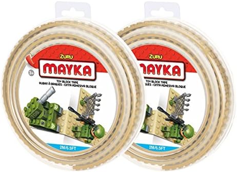Mayka Toy Block Tape - 2 Stud - Sand - 6 Feet - 2 Pack (Compatible with Lego)