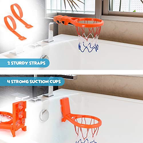 BRITENWAY Fun Basketball Hoop & Balls Playset for Little Boys & Girls | Bathtub Shooting Game for Kids & Toddlers | Suctions Cups That Stick to Any Flat Surface + 3 Balls Included