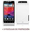 Carcasa ORIGINAL Blanca "Le S" Premium de MUZZANO para MOTOROLA RAZR + 3 películas de protección UltraClear para la pantalla para MOTOROLA RAZR