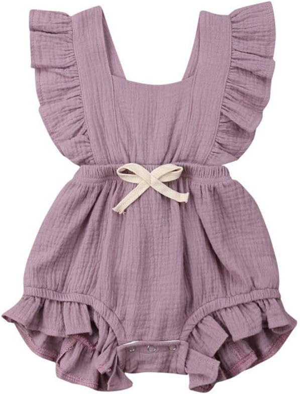 Newborn Ruffle Romper Baby Girl Solid Color Clothing Sleeveless Jumpsuit