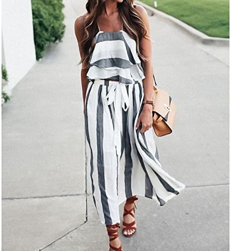 YUANLINGWEI Bohemia Sling Womens Clothing Stripe Skirt Two Pieces Set Dress Female Summer Maxi Dress