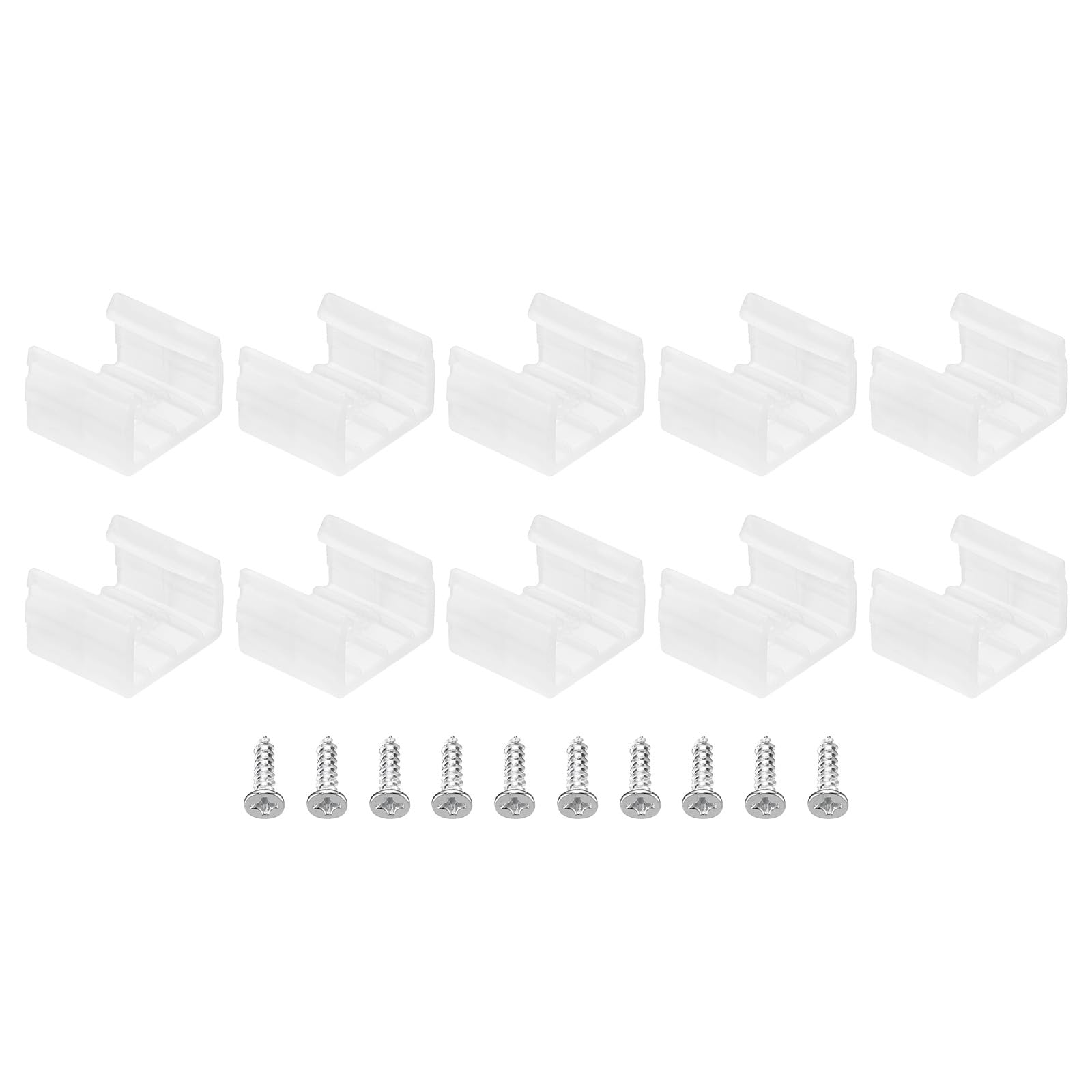 PATIKIL LED Strip Light Clips, 40 Pack Mounting Bracket Fixing Clips Plastic Clamp Holders with Screws for 12mm-14mm Neon RGB Light Cable Ribbon, Translucent