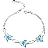 Nieboa Gifts for Women S925 Sterling Silver Purple Butterfly Bracelet,Adjustable Charm Bracelets Jewelry Present for Women,Anniversary Holiday Christmas Birthday Gifts for Mother Wife Daughter