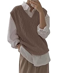 Women's V Neck Sweater Vest Oversized Sleeveless