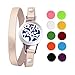 Gouraml Essential Oil Diffuser Bracelet for Women Aromatherapy Anxiety Jewelry Hypo-allergenic 316L Surgical Stainless Steel with Gold Leather Band 10 Different Color Pads Gift Set (Tree Of Life) primary
