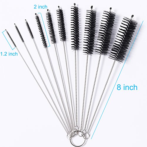 SLSON Aquarium Filter Brush Set Fish Tank Tube Brushes 10 Pcs Different Sizes Bristles Hose Pipe Ornaments Cleaner Water Pump Impeller Cleaning Brush for Aquariums Accessories or Home Kitchen,8 inch