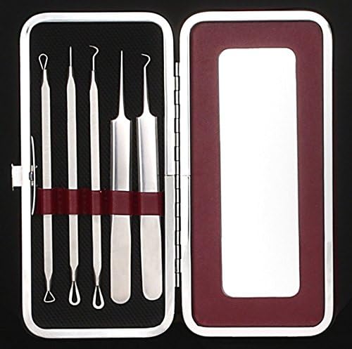 LETB 5-in-1 Blackhead Remover Tool Kit, Professional Curved Blackhead Tweezers Kit, Pimple Comedone Extractor Tool Set, Best Treatment for Blemish, Whitehead