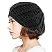 ANGELA & WILLIAM Women Ladies Baggy Beret Chunky Knit Knitted Braided Beanie Hat Ski Cap Black