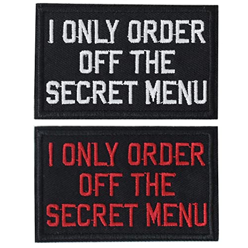 TACVEL 2Pcs I ONLY Order Off The Secret MENU Patch Embroidered Funny Badge Milltary Patch, Hook & Loop Patch for Caps, Backpacks, Clothes, Vest, Military Uniforms, Tactical Gears Etc