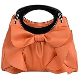 FASH Limited Bowk-not Ruffle Accent Handbag PU Leather Handbag - Orange