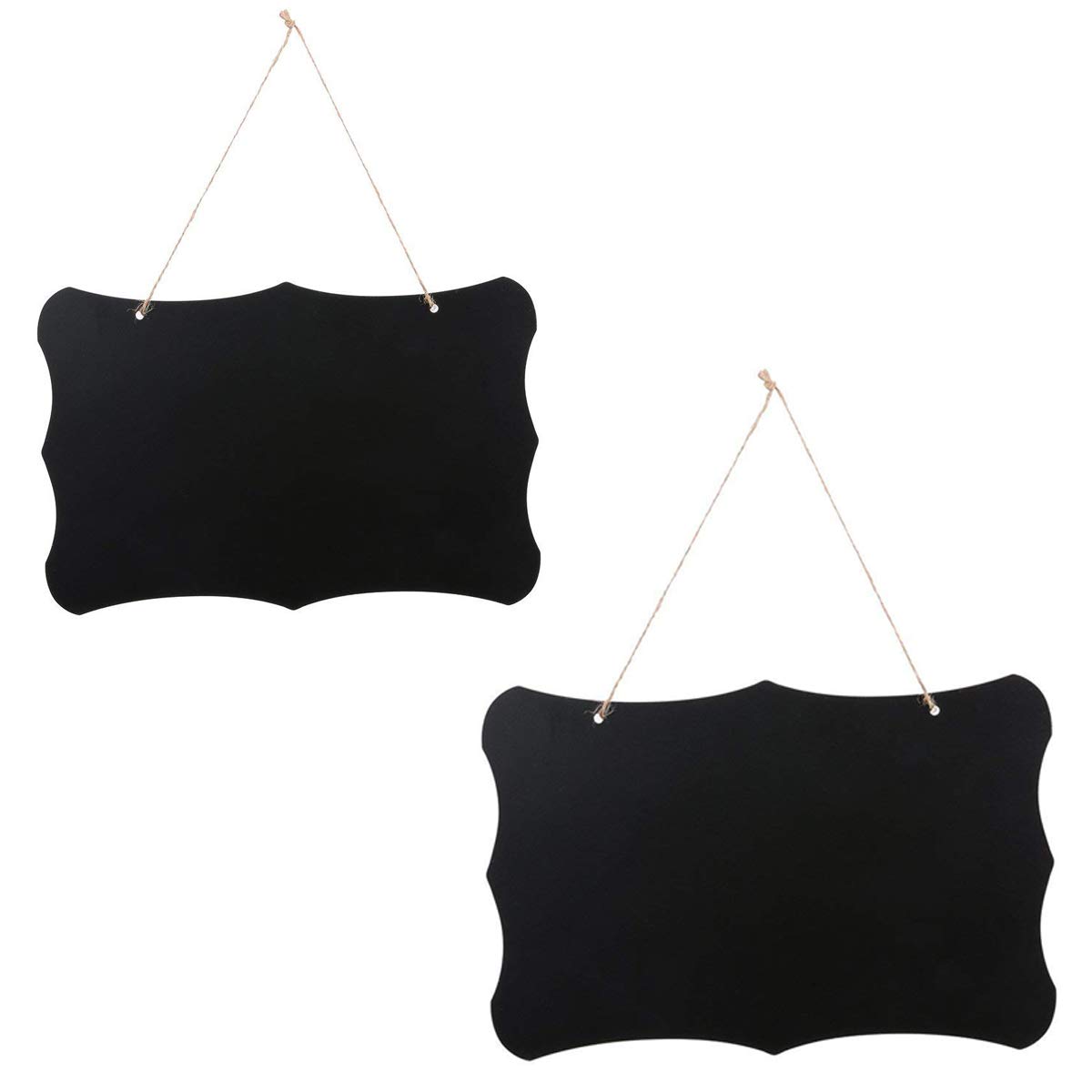 8 x 12 inch Wooden Double Sided Hanging Chalkboard Signs, Vintage Erasable Message Board Sign with Hanging String for Wedding Kitchen Party Decoration, 2 Pack