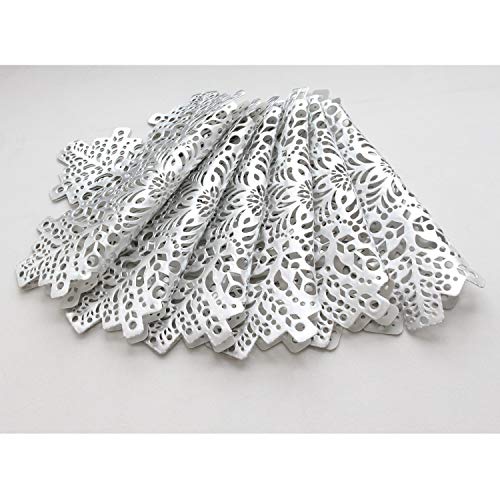 Wintop 16.5" Pressed Vinyl Non-Slip Placemats, Set of 6, Snowflake Silver