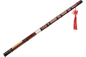 Generic CKey Bamboo Flute Exquisite Golden Embossed Body Dizi Assembly Kit for Beginners and Performance, 8 Years Dried Mater