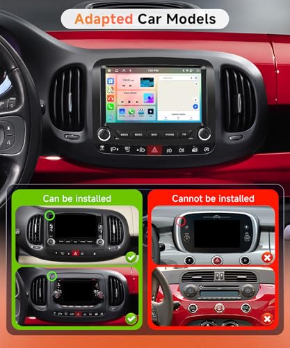 6G+128G 8 Core Wireless Carplay Android 15 Car Radio for Fiat 500L 2013-2019 7 Inch Touchscreen Car Radio with Android Car GPS Navi WiFi Mirror Link Bluetooth FM/RDS/DSP/SWC Rear Camera