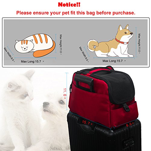 Orionstar Small Pet Carrier Bag TSA Airline Approved for Little Dog Cat Up to 13lb, Heavy Duty Portable & Foldable Soft Sided Travel Sling & Handle Tote Bag with Pocket and Removable Bottom Pad, Red