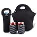 Nordic By Nature Big Insulated Extra Large Neoprene Lunch Box Tote Bag Set: Tote + Bottle Sleeve +2 Can Insulators | 13,5” | Reusable | Washable | Great for Lunchbox & Snacks | Black Metal Design