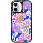 CASETiFY Impact Ring Stand iPhone 17 Case [Kickstand/Compatible with Magsafe / 6.5 ft. 3X Military Grade Drop Protection] - Mystic Daisy - Clear Black