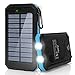 Ayyie Solar Charger,10000mAh Solar Power Bank Portable External Backup Battery Pack Dual USB Solar Phone Charger with 2LED Light Carabiner and Compass for Your Smartphones (Blue)