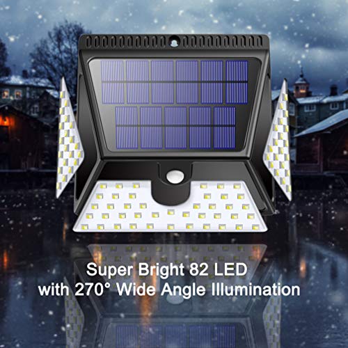 Solar Motion Sensor Lights Outdoor, Luposwiten 82 LED Bright Solar Powered Outdoor Security Wall Lights with 270° Wide Angle for Yard Fence Garden Garage-2 Pack