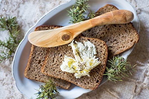 FittSMILE Butter Knife Handmade Eco-Friendly Condiment Knives from Natural Untreated Antibacterial Juniper Wood Top Rated Kitchen Utensils Peanut Jelly Spreader with Unique Mosaic Handle