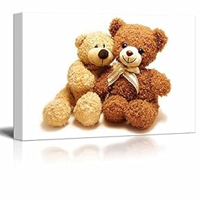 Canvas Prints Wall Art - Romantic Teddy-Bears - 12" x 18"