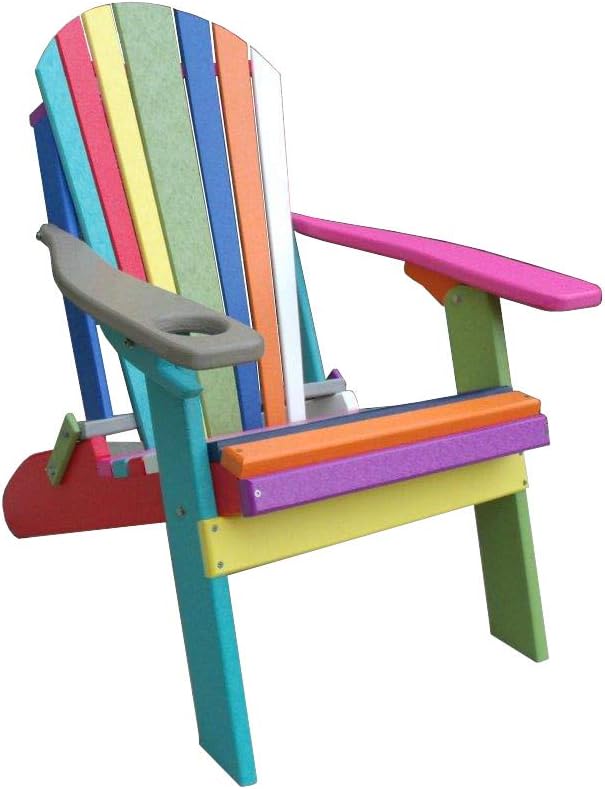 Confetti Folding Adirondack Chair w/Cup Holder - Poly Lumber - Pink Arms