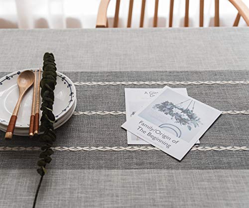 JZY Heavy Duty Cotton Linen Table Cloth for Rectangle Table Stitching Tassel Tablecloth for Dining Table Dust-Proof Table Cover for Tabletop Decoration (55"x120", S-Gray)