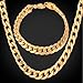U7 Men 7MM Wide Calssic Cuban Chain Platinum/Rose Gold/Black Gun Plated/18K Gold Plated Curb Chain Necklace & Link Bracelet Set,18-30