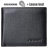 FlyHawk Italian Cowhide Men's RFID Blocking Genuine Leather wallets for Men Bifold Wallet