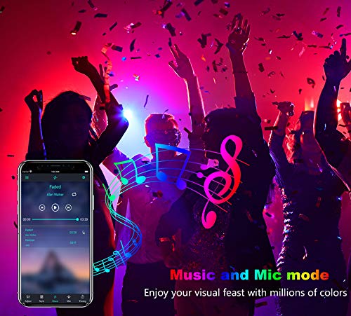 Sylvwin Tiras LED 10m,Tiras de Luces LED 10m RGB con Sincronización Musical,Aplicación Bluetooth y 40 Botones Control Remoto para Sala de Estar / Cocina,Decoración de Dormitorio,Fiesta, Bar ,TV