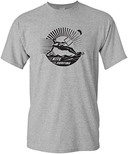 Urbanica Kite Surfing Surface Water Sport Softsyle Mens Tshirt (Medium, Gray)