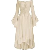 Scarlet Darkness Renaissance Dress Women Off Shoulder Bell Sleeve Peasant Pirate Dress