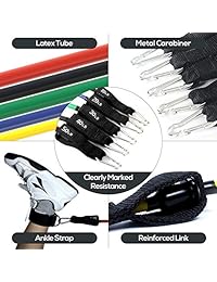 TwobeFit Resistance Bands Set, Exercise Bands with Handles, Workout Tubes, Door Anchor, Ankle Straps and Workout Guide Attached- for Resistance Training, Home Workouts, Physical