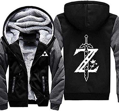 mingL The Legend Of Zelda Skyward Sword & Z Symbol Logo Thickened Zipper Cotton Hoodie Black