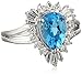 Amazon Collection Sterling Silver Pear Shape Blue Topaz with Round And Baguette Created White Sapphire Ring, Size 7