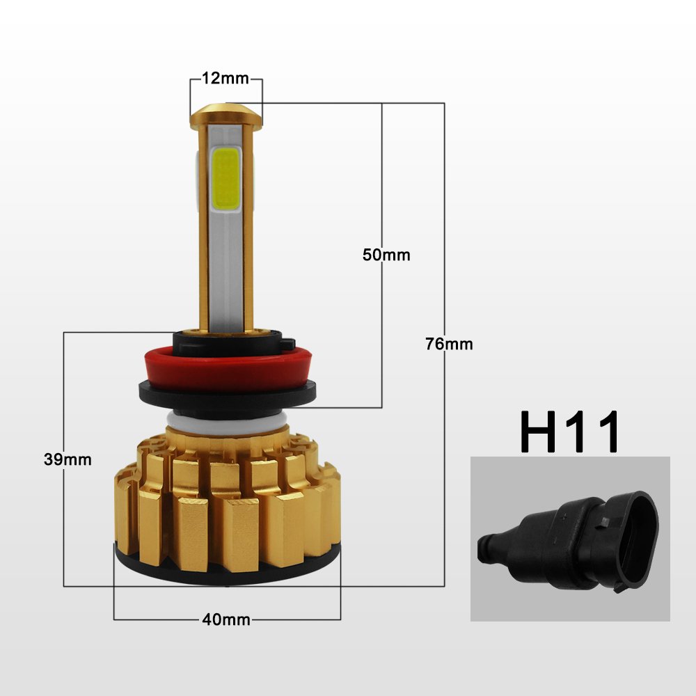 H11/H8/H9 LED Headlight Bulbs Conversion Kit, IP68 Waterproof, 80W COB Chips Conversion Kit, 8000Lm 6000K, Cool White - 3 Year Warranty, Pack of 2