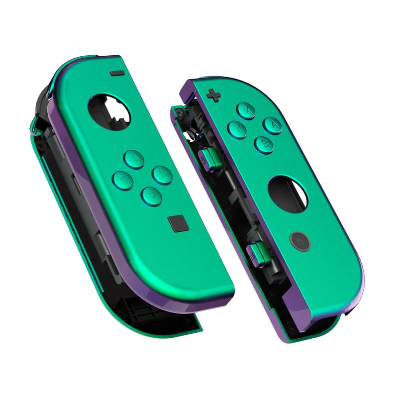eXtremeRate Chameleon Green Purple Joy con Handheld Controller Housing with Full Set Buttons, DIY Replacement Shell Case for Nintendo Switch Joycon & Switch OLED Joy con – Console Shell NOT Included