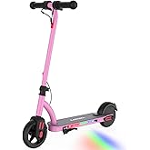 Caroma Electric Scooter for Kids Ages 6-14, 150W/180W Motor,10 MPH Max Speed & 7 Miles,Adjustable Height & Speed,Colorful Lights,LED Display,Foldable Kids Electric Scooter 132 Lbs Max Load