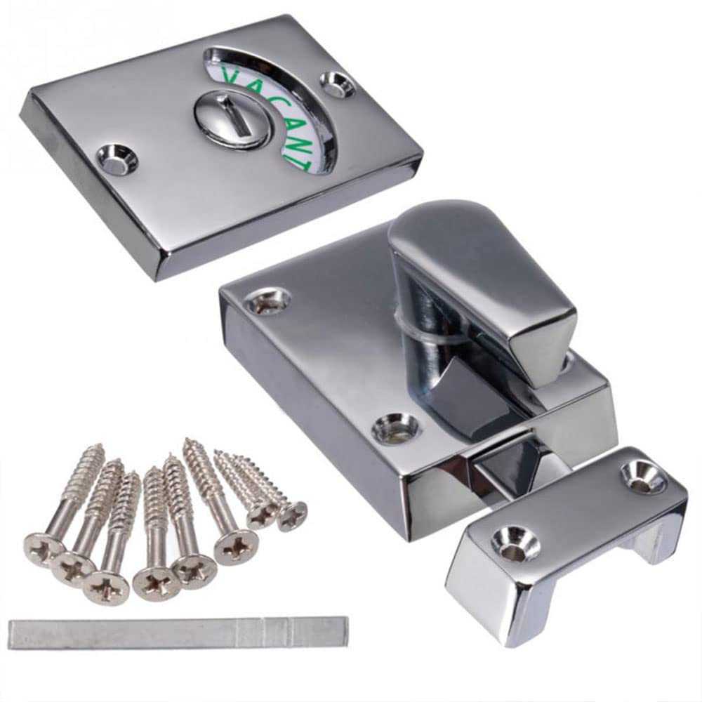 Bathroom Toilet Lock, Zinc Alloy Vacant Engaged Privacy Bolt Door Latch with Indicator for Home, Office and Changing Room - Chrome
