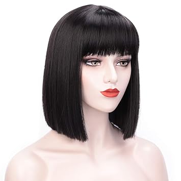 Amazon Com Entranced Styles Short Straight Black Bob Wigs With