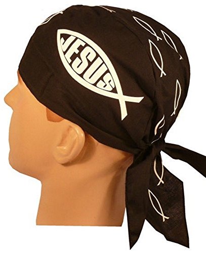 Skull Cap Biker Caps Headwraps Doo Rags - Christian Fish/Jesus