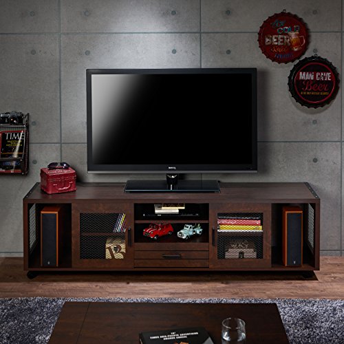 247SHOPATHOME HFW-1697C6-TV Emette Entertainment Center, One Size, Walnut