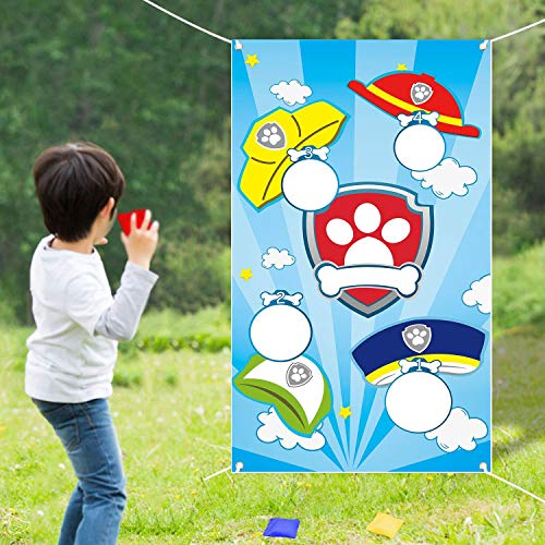 PRAABDC Paw Dog Patrol Bean bag Toss Games with 4 Bean Bags for Kids