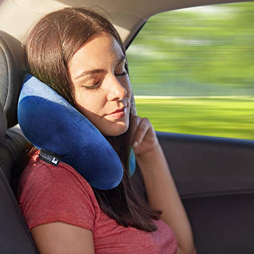 Sierra Concepts Travel Pillow 100 Pure Memory Foam Neck Pillows for Airplane, Traveling, Car