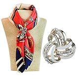 S&E Women's Elegant Three Ring Rhinestone Metallic Scarves Clip Fashionable Scarves Ring Chiffon Buckle